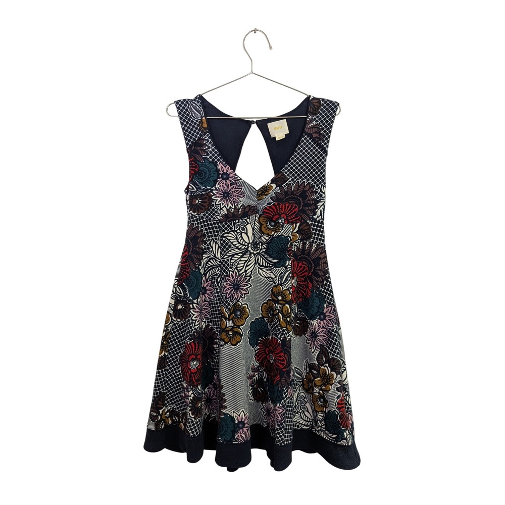 Maeve Anthropologie Fairchild‎ Dress Fit & Flare Mini Stretch Knit Y2K Floral S